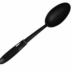 Vtg Black Nylon Cooking  Serving Spoon Plastic Handle 14” Comfort Grip Hanging